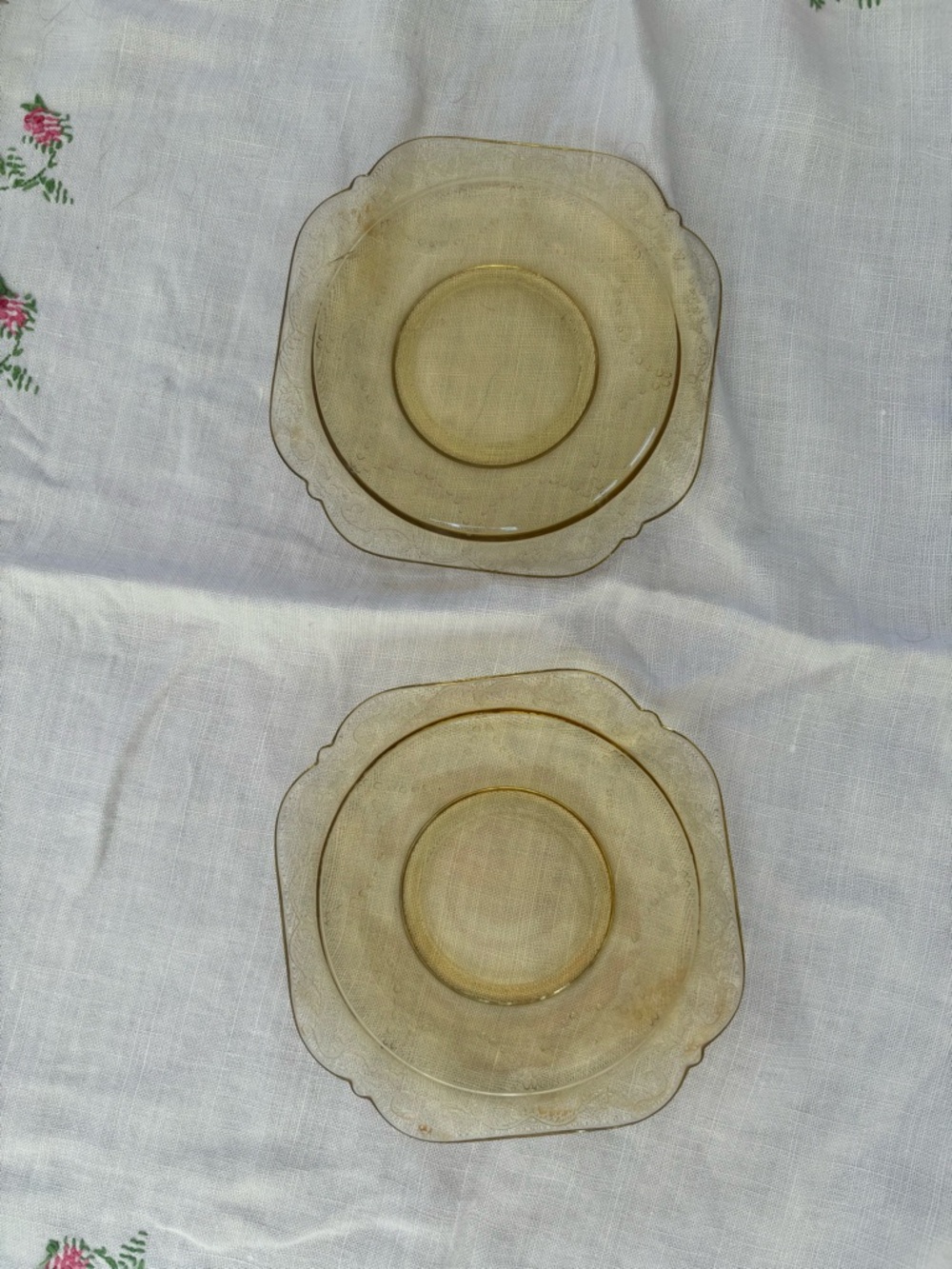 vintage Federal Glass saucer in the Madrid pattern depression glass